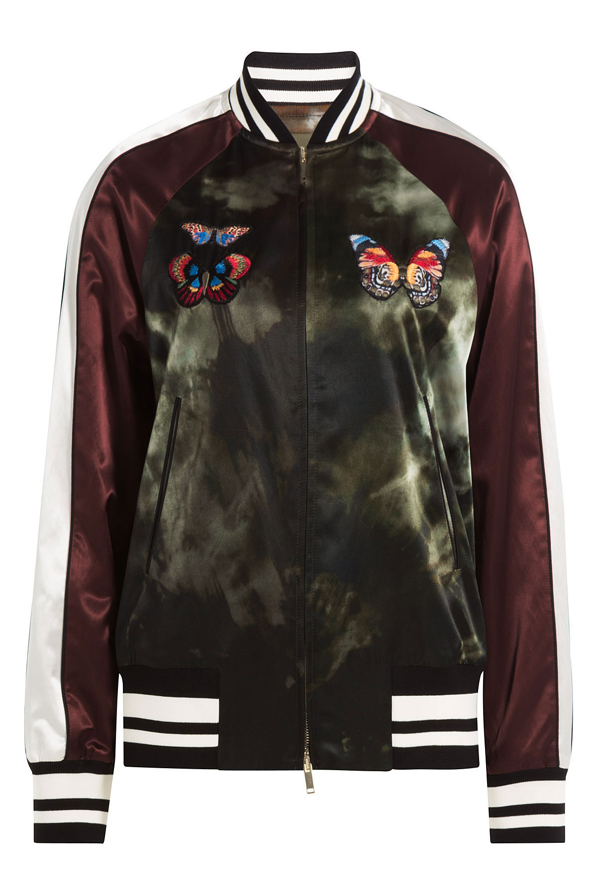 Valentino - Satin Bomber Jacket with Butterfly Patches