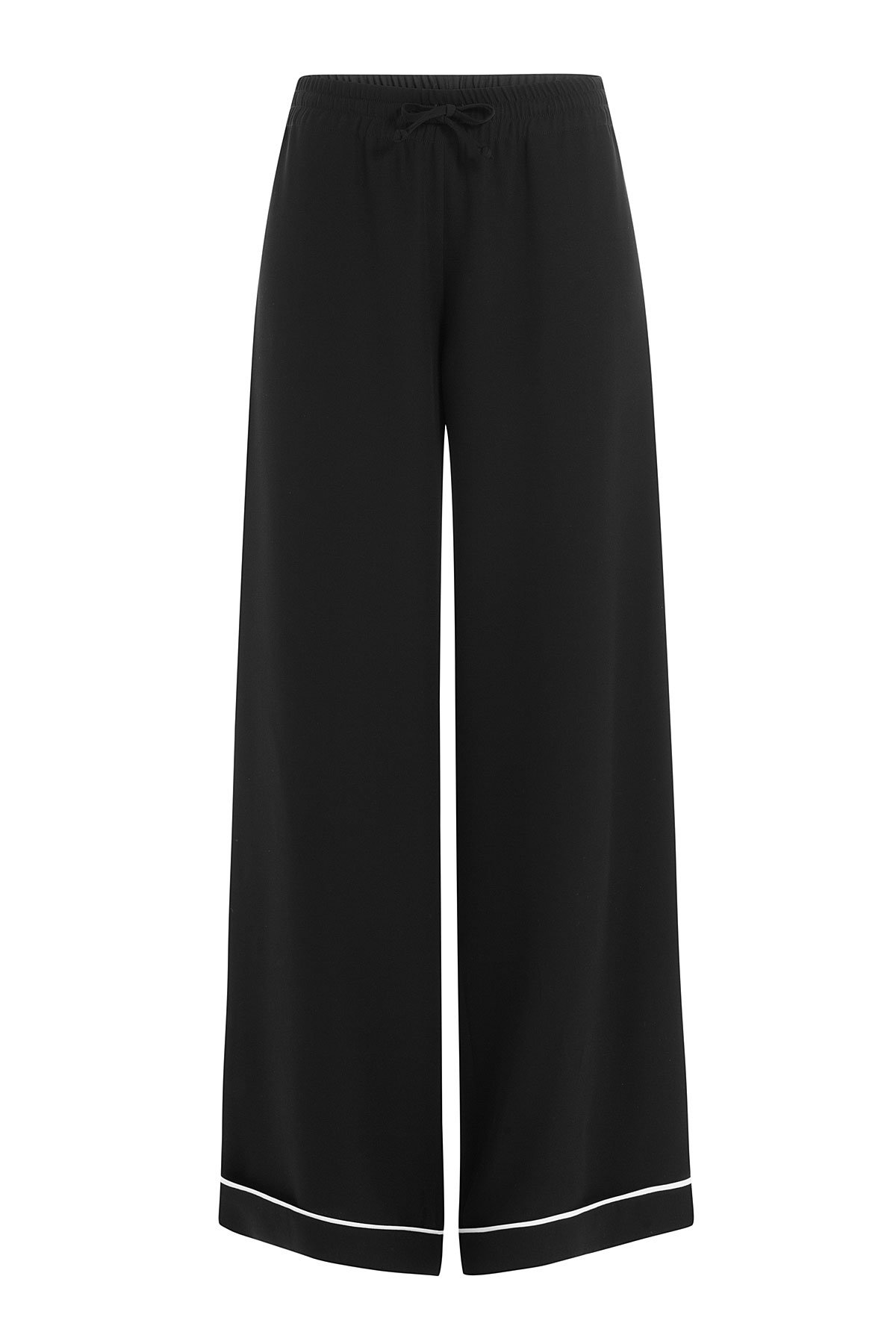 Valentino - Silk Wide Leg Pants with Contrast Piping