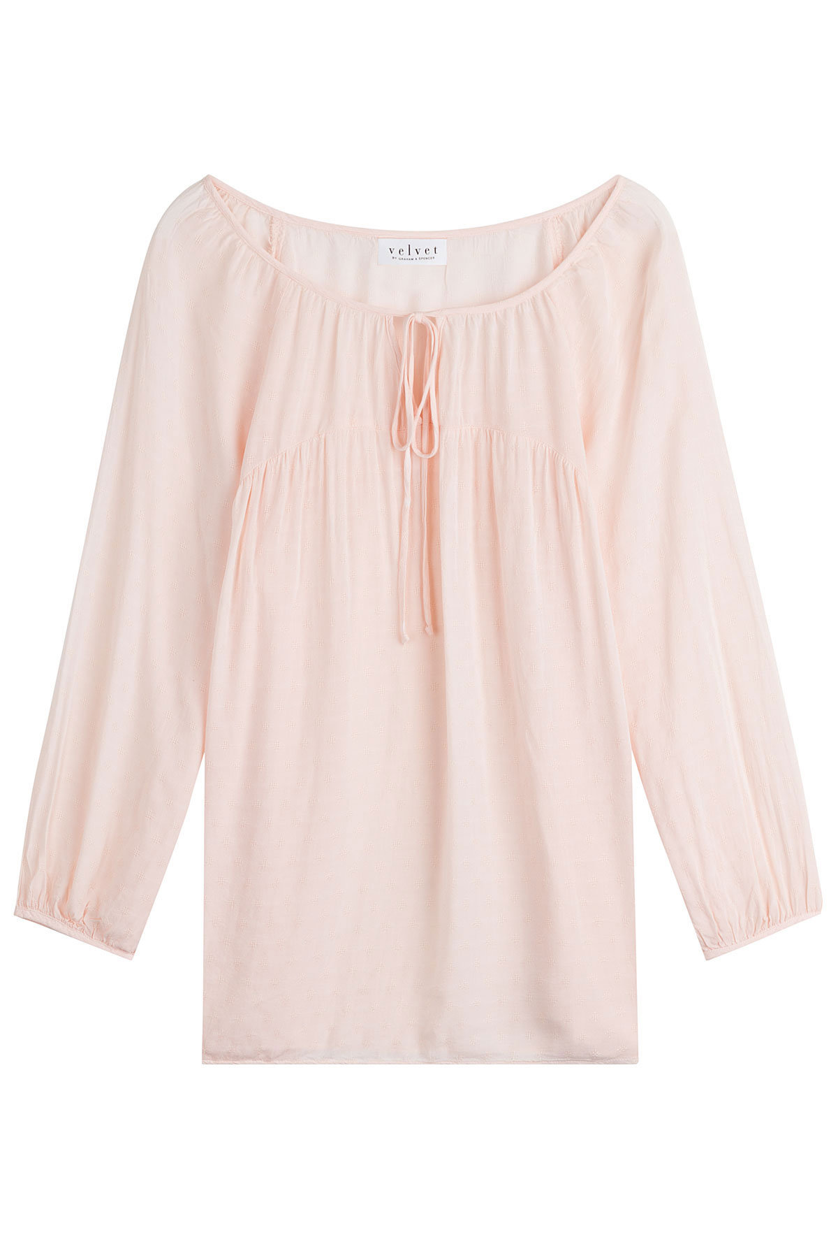 Velvet - Embroidered Blouse with Self-Tie Front