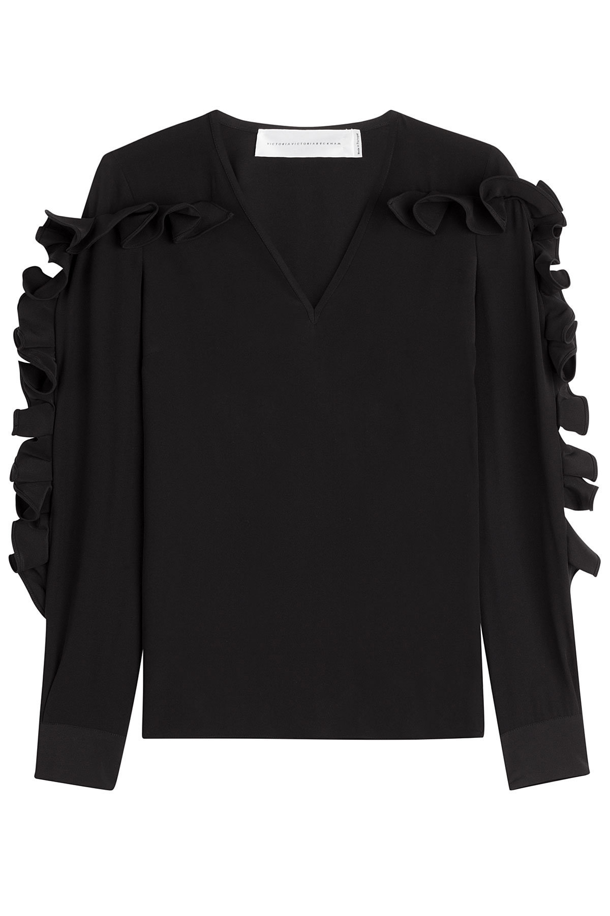Victoria Victoria Beckham - Heavy Silk Top with Structured Ruffle Sleeves