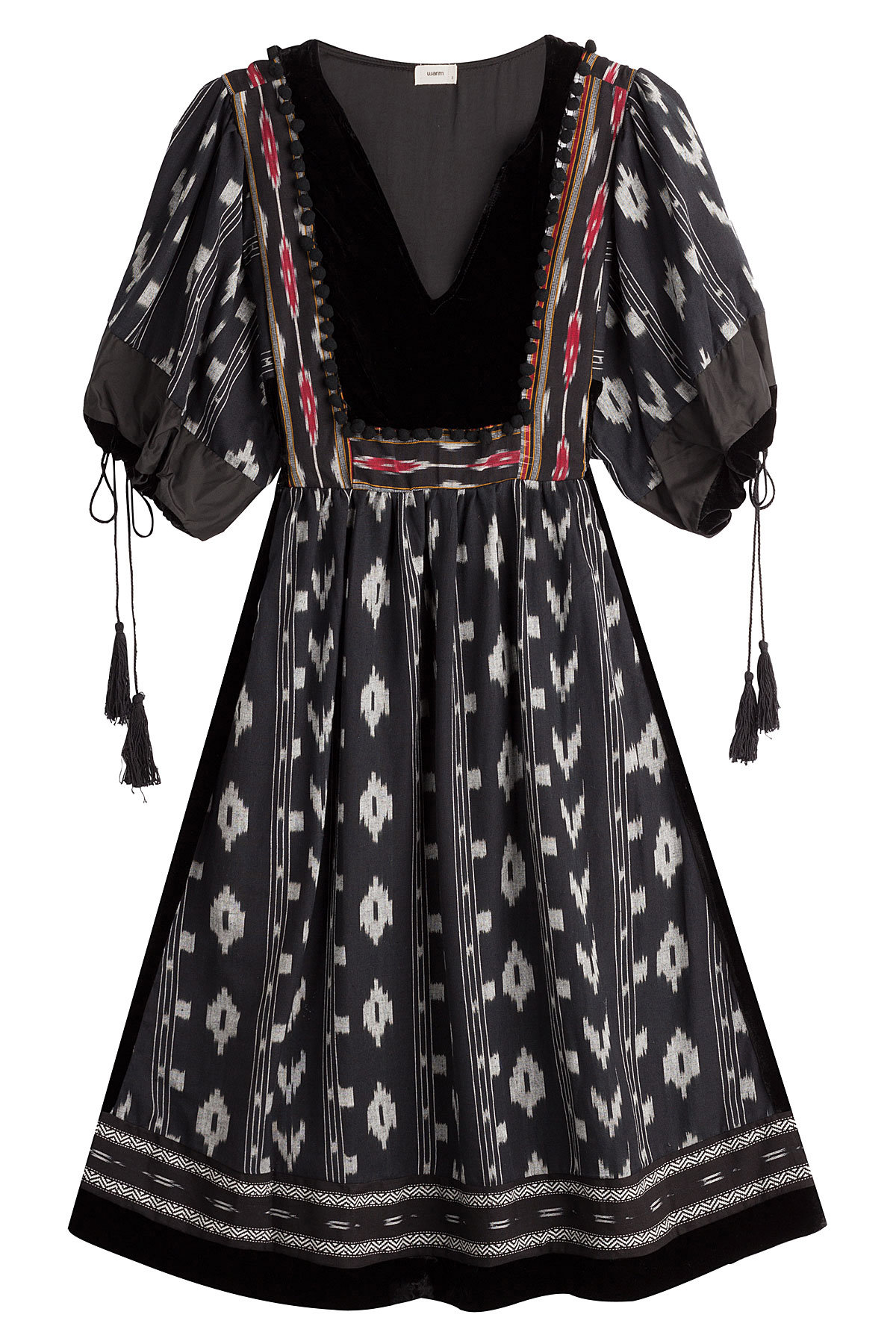Warm - Printed Cotton Dress with Velvet