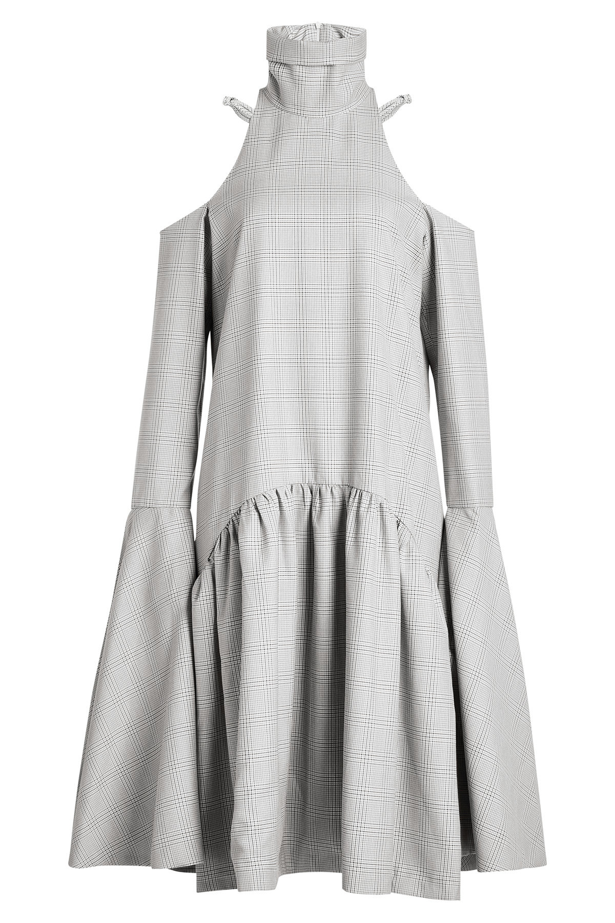 WILLIAM FAN - Virgin Wool Dress with Cut-Out Shoulders