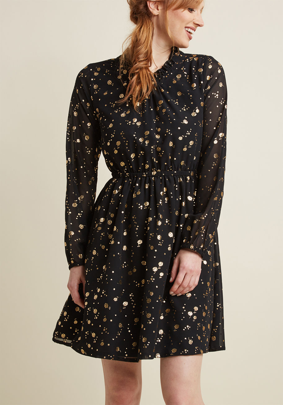 Yumi - Flashy Function Long Sleeve Dress